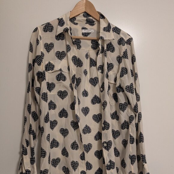Equipment- Long Sleeve Button Down 100% Silk Je T'aime - Picture 1 of 4
